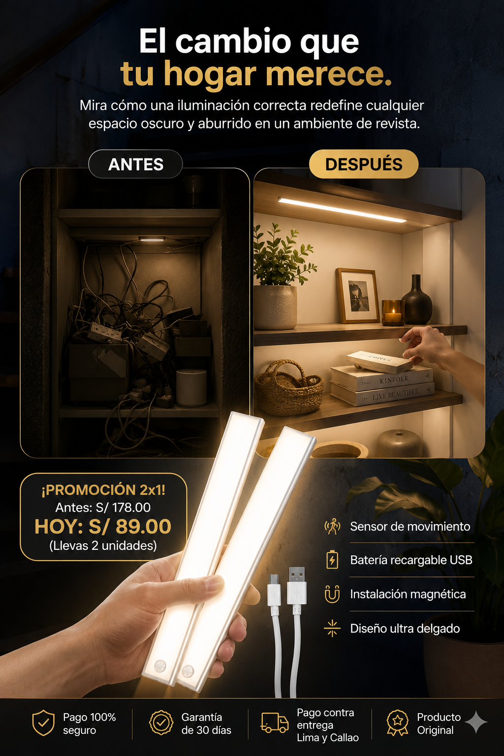 barra led con sensor inteligente🌟