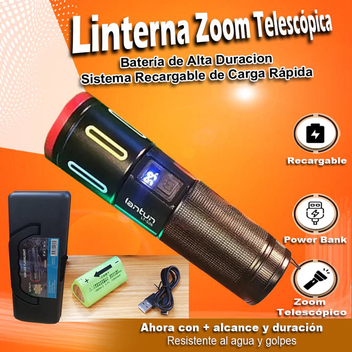 Linterna Telescopica Super Potente🔦 Power Bank🔋