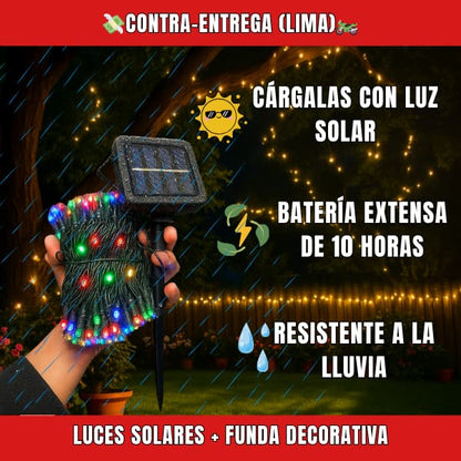 🚦Luces Navideñas panel solar+ funda de regalo🎁